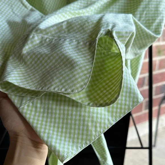 Talbots Light Green Gingham Button Down Shirt - Picture 7 of 8